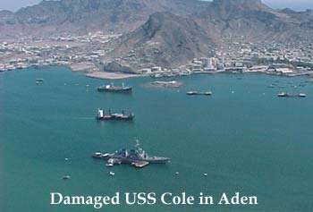 Damaged USS Cole in Aden